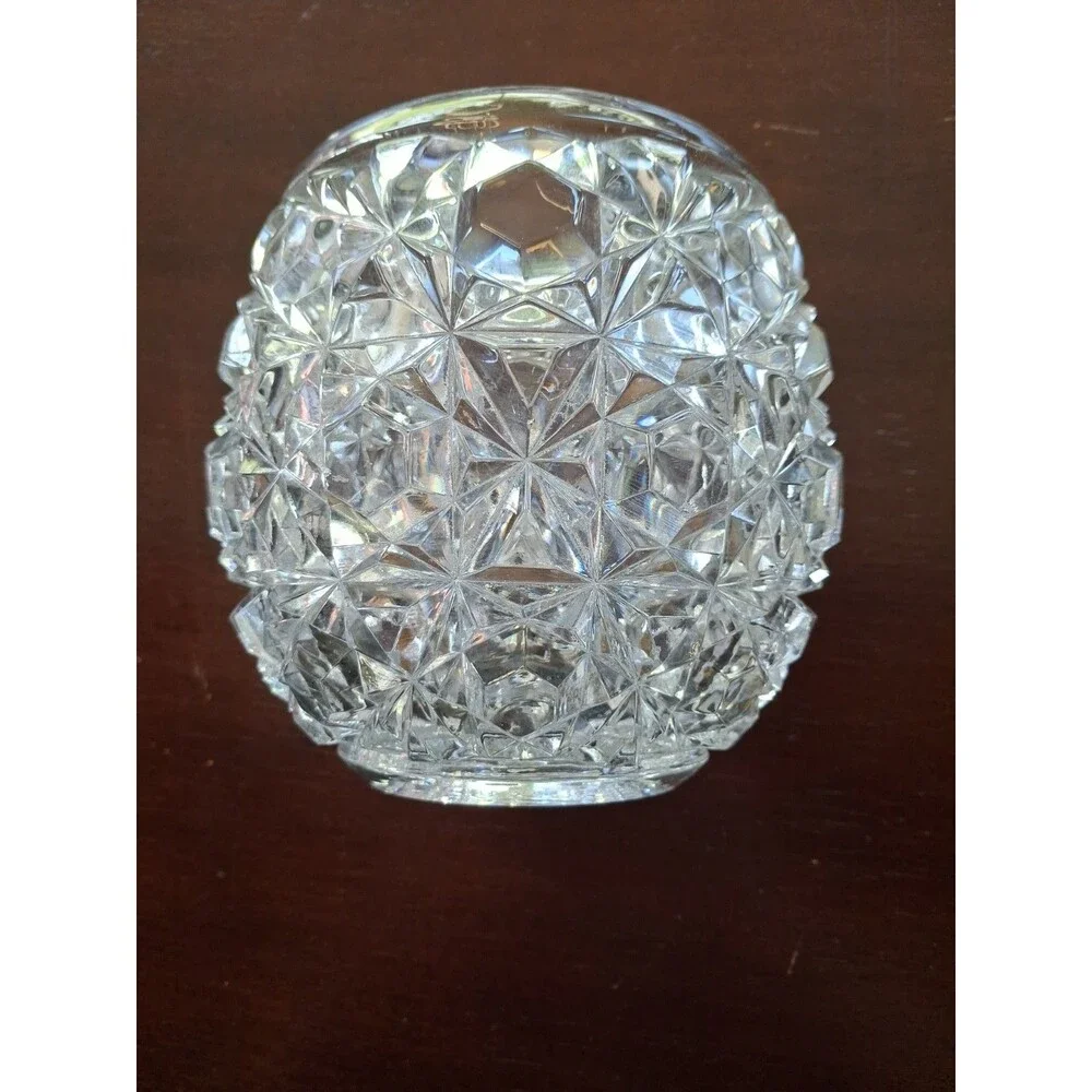 Clear Lead Hand cut Crystal Rose Bowl/Vase/Votive Candle